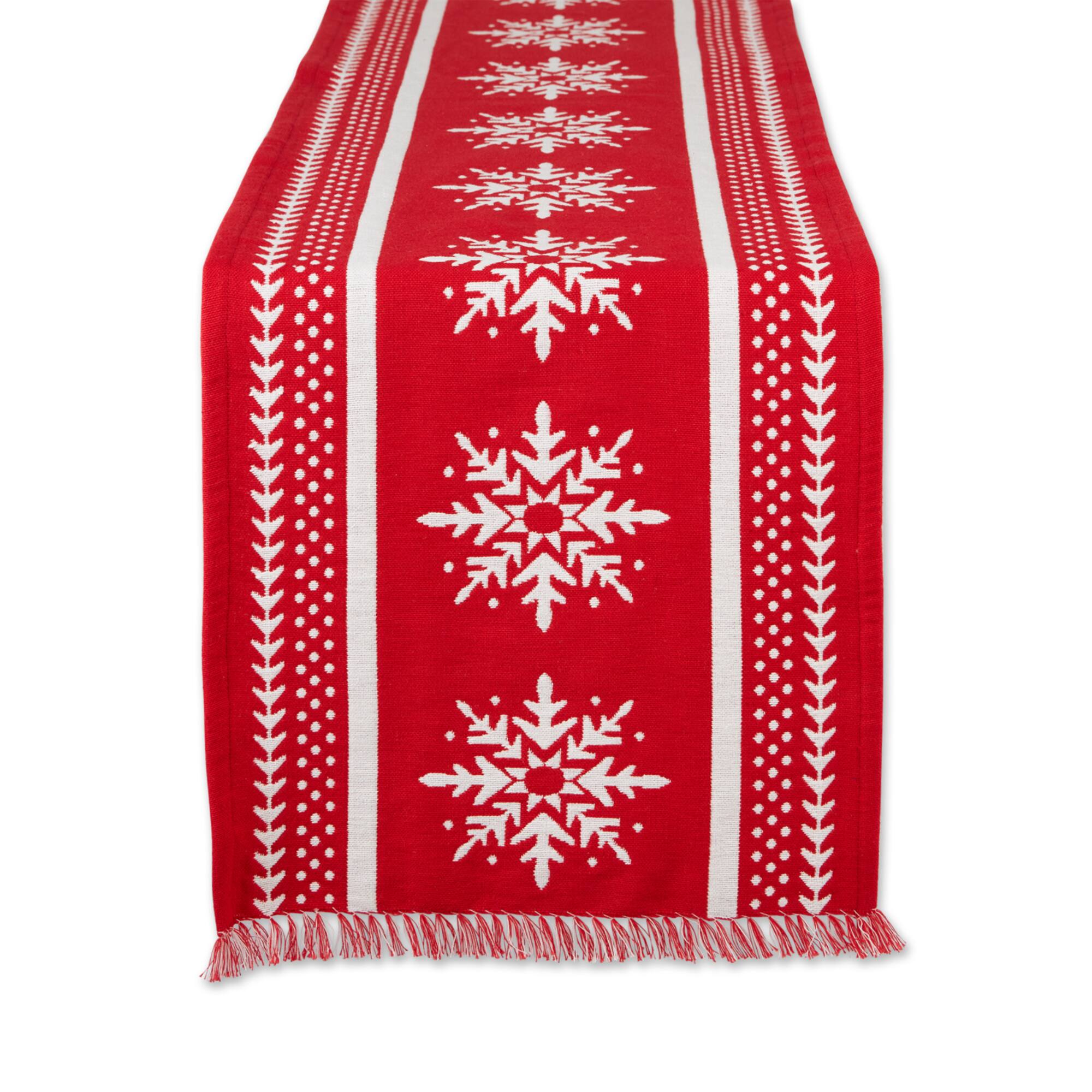 DII® 72" Nordic Snowflake Stripe Jacquard Table Runner